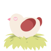 A cream and red chicken