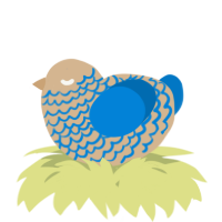 A beige and sapphire chicken with a lace pattern