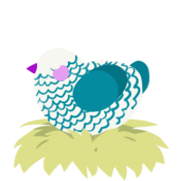 A white and sea chicken with a lace pattern