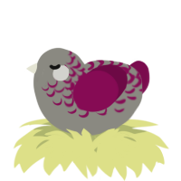 A ash and wine chicken with a half-lace pattern