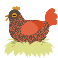 A bark and vermilion chicken with a double-lace pattern