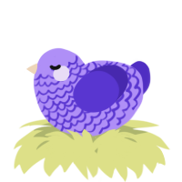 A lilac and indigo chicken with a lace pattern
