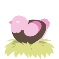 A bark and pink chicken with a head pattern