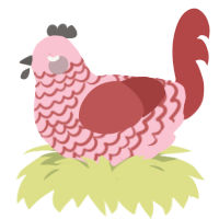 sweetie, a rose and red chicken with a lace pattern