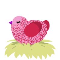 A pink and crimson chicken with a double-lace pattern