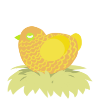 A honey and yellow chicken with a lace pattern