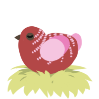 A red and pink chicken with a half-bar pattern