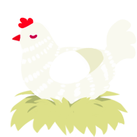 Darrell, a white chicken with a bar pattern