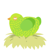 A lime and grass chicken with a lace pattern