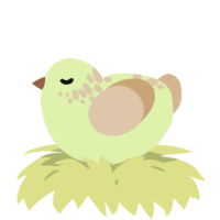 A apple and beige chicken with a neck-speckle pattern
