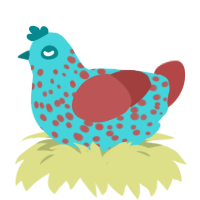 GetInto Hypnosis Mic, a aqua and red chicken with a speckle pattern