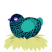 A tumblr and turquoise chicken with a lace pattern