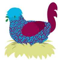 GetInto Hypnosis Mic, a cerulean and maroon chicken with a double-lace pattern