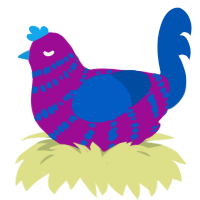 (unnamed), a plum and ultramarine chicken with a bar pattern