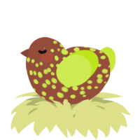 A russet and lime chicken with a speckle pattern