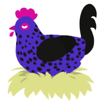 (unnamed), a indigo and black chicken with a speckle pattern
