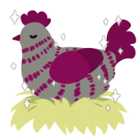 Jinx, a ash and wine chicken with a bar pattern