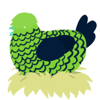 A grass and tumblr chicken with a lace pattern