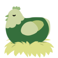 A leaf and lime chicken with a head pattern