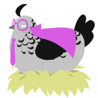 Gimon Noire, a silver and black chicken with a half-lace pattern