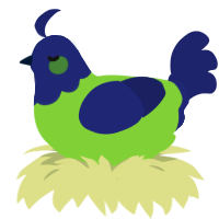 A grass and navy chicken with a head pattern