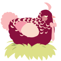 A maroon and pink chicken with a half-lace pattern