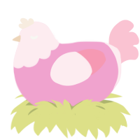 Cotton Candy, a pink and rose chicken with a head pattern