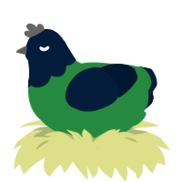 cutie, a viridian and tumblr chicken with a head pattern