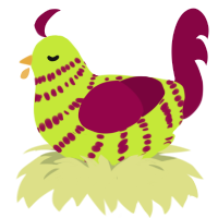 The gunch, a lime and maroon chicken with a bar pattern