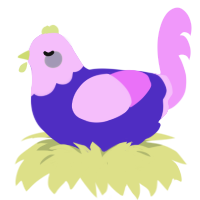 A indigo and lavender chicken with a head pattern