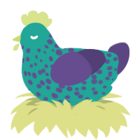 Lumbridge, a turquoise and overcast chicken with a speckle pattern