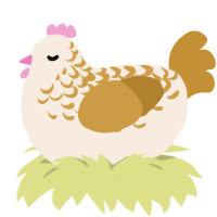Kettle Corn, a cream and gold chicken with a half-lace pattern