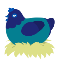 A sea and navy chicken with a head pattern