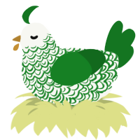 A white and leaf chicken with a double-lace pattern