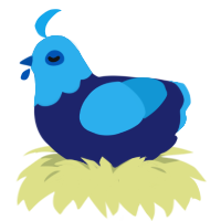 A navy and sky chicken with a head pattern