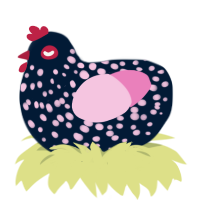 The Return of Disco, a tumblr and pink chicken with a speckle pattern
