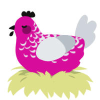 omg, a fuchsia and mist chicken with a half-lace pattern