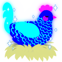 Brighter Ultraviolet, a indigo and aqua chicken with a lace pattern