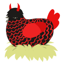 Emo Ass Bird, a sable and red chicken with a lace pattern