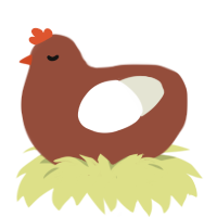 Daria, a russet and white chicken