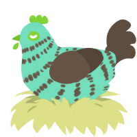 Escarola, a mint and bark chicken with a bar pattern