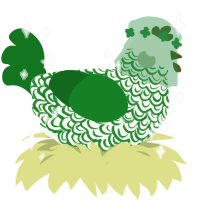 Earthly, a white and leaf chicken with a double-lace pattern