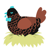 A black and russet chicken with a lace pattern