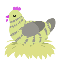 A lemon and ash chicken with a bar pattern