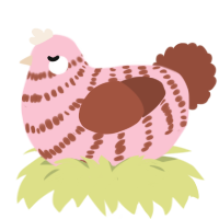 Truffle Rose, a rose and russet chicken with a bar pattern