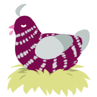 Cordial, a wine and silver chicken with a bar pattern