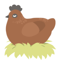 Mud Pie, a brown chicken with a neck-speckle pattern