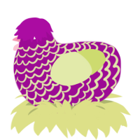 A plum and lemon chicken with a lace pattern