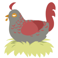wams, a ash and red chicken with a half-lace pattern