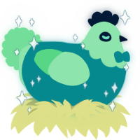 Ectoplasm, a teal and spring chicken with a head pattern